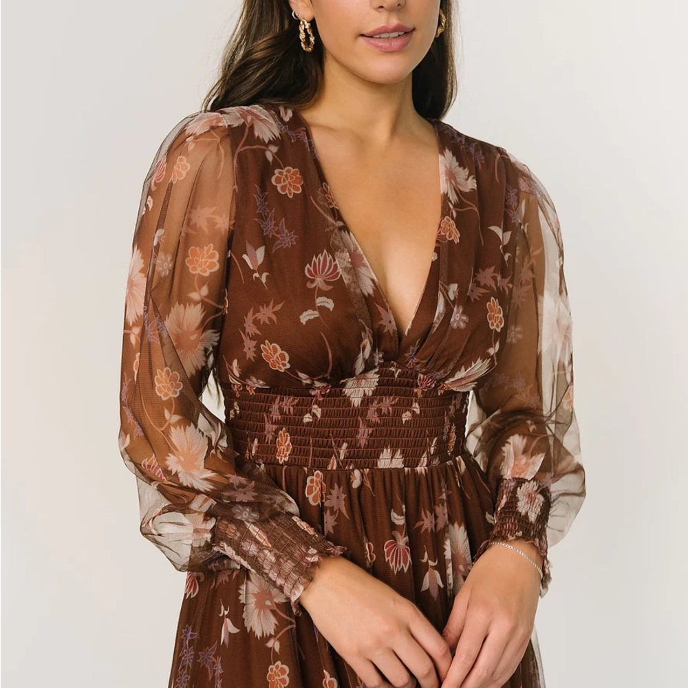 Layla Tulle Maxi Dress | Chestnut Floral